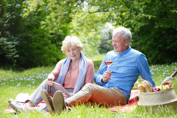 Senior couple relaxing outdoor