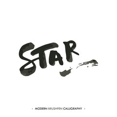 Star word painted with brush in modern calligraphy style