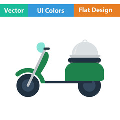 Flat design icon of Delivering motorcycle