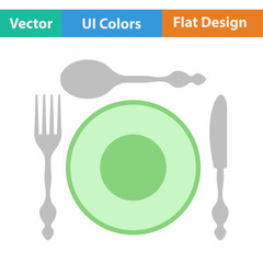 Flat design icon of Silverware and plate