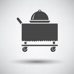 Restaurant  cloche on delivering cart icon