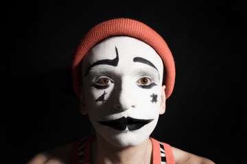 Portrait of sad mime