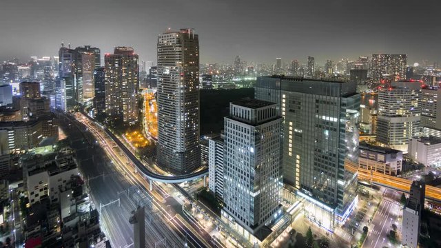 Night Time-Lapse of downtown in Tokyo
