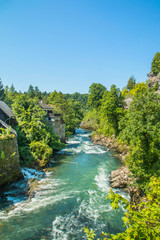 Canyon of Korana river and beautiful village of Rastoke near Slunj in Croatia, old water mills on waterfalls 