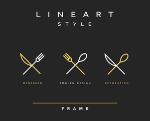 Icon knife, fork and spoon. Icon khife. Icon spoon. Icon cutlery. Emblema cutlery