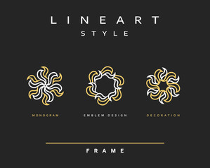 Set of elegant line art design. Monogram design element. Line art pattern for use in the design . Monogram decor . Emblem design.