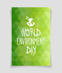 World environment day green poster with globe. Vector design