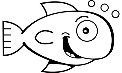 Obraz premium Black and white illustration of a goldfish.