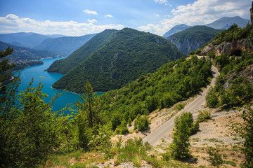 Fototapeta na wymiar Amazing view of Piva lake in Montenegro