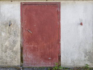 old door painted red