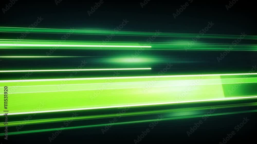 Wall mural green light streaks with motion blur. seamless loop animation. computer generated abstract modern ba