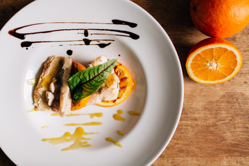 fillet of fish on an orange
