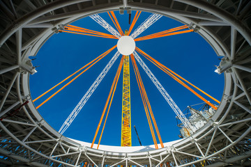 Radio telescope. Irbene. Mounting the antenna. Locator.