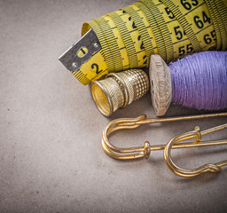 Measuring flexible ruler thread spool safety pins thimbles