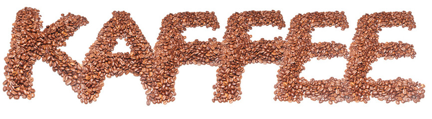 KAFFEE wurde aus Kaffeebohnen geschrieben isoliert 