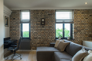 Contemporary interior studio, cabinet. Modern interior in privat