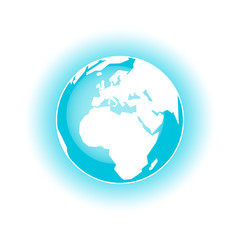 Planet Earth Isolated. Vector globe icon with white map of the continents of the world. Modern flat icon.