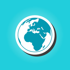 Planet Earth Isolated. Vector globe icon with map of the continents of the world. Modern flat icon.