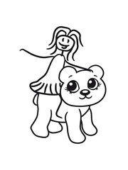 rider riding horse female girl woman walk sweet cute comic cartoon teddy bear