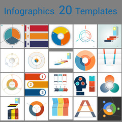 Infographics 20 Templates, text area on three position.