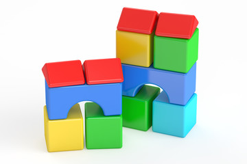 blocks building, toy. 3D rendering