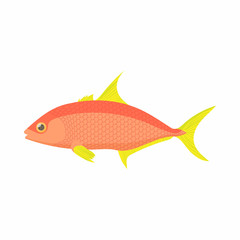 Orange fish icon, cartoon style