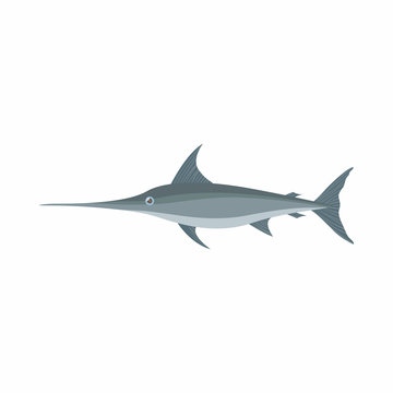 Swordfish icon, cartoon style