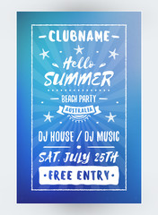 Summer Beach Party Flyer or Poster. Night Club Event. Summer Night Party. Vector Flyer Design Template