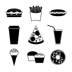 Fast food and drink icon on white background