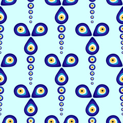 Evil eye vector pattern. Turkish bead background.