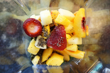 Blender with fruit and flax seed