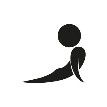 Vector yoga pose in simple monochrome style icon on white background