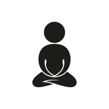 monochrome  abstract meditating people on white background