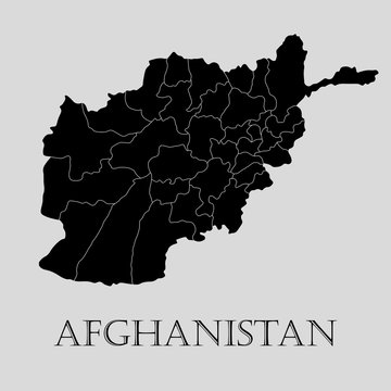 Black Afghanistan map - vector illustration