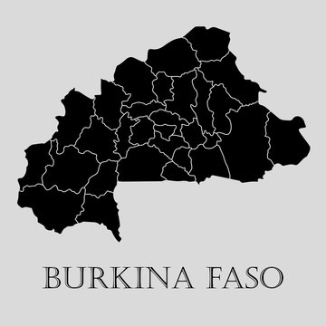 Black Burkina Fasoi map - vector illustration
