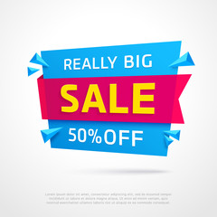 Vector bright plastic banner for online store.