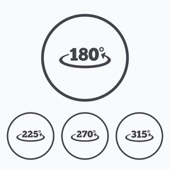 Angle degrees icons. Geometry math signs.