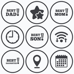 Best mom and dad, son, daughter icons.