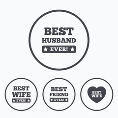 Obraz premium Best wife, husband and friend icons.