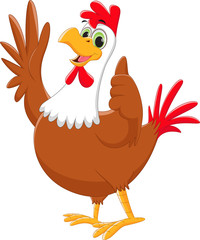 rooster cartoon waving and give thumb up