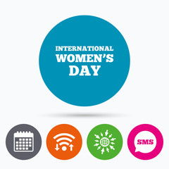 8 March International Women's Day sign icon.