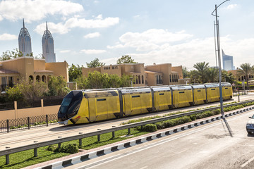 Obraz premium New modern tram in Dubai, UAE