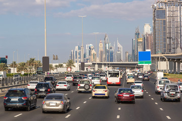 Naklejka premium Traffic jam in Dubai