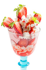Strawberry dessert ice cream on white background