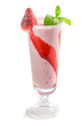 Strawberry smoothies on white background