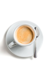 Coffee with foam on a white background