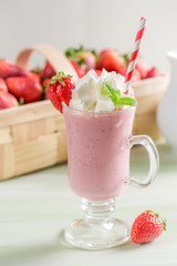 Strawberry smoothie made of fresh fruits