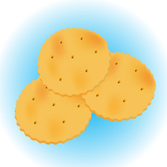 Crackers isolated on blue background