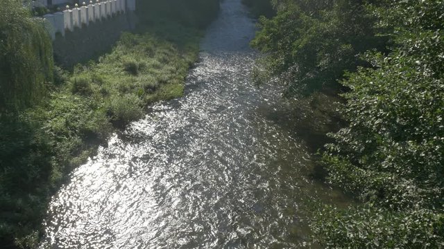 Cerna river spa resort of Herculane in western Romania 4K 2160p UHD early morning footage - Cerna river in spa of Herculane 4K 3840X2160 UHD video 