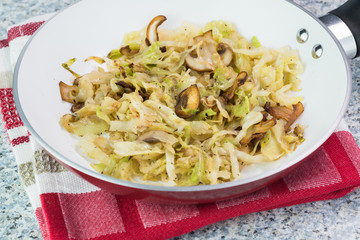 Fried cabbage with mushrooms - filling for cabbage, mushroom pie